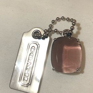 Silver Coach Tag & Amethyst Charm Keychain